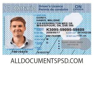 Ontario Driving License PSD Template