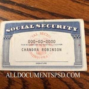 Social Security Card Template On Table