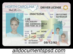 North Carolina Driver License PSD Template