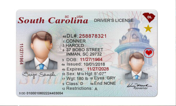 South Carolina Driver License Template PSD V2