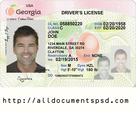 Georgia Driving License Template PSD File 2