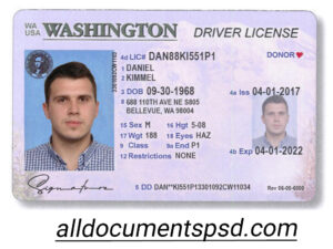 Washington Driver License Template Psd