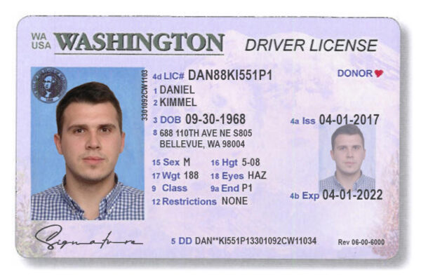 Washington Driver License Template PSD