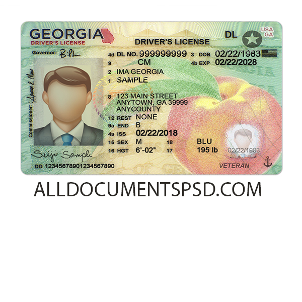 Georgia Driving License Template PSD File