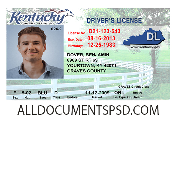 kentucky driving license PSD Template
