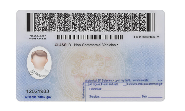 Wisconsin Driver License Template PSD